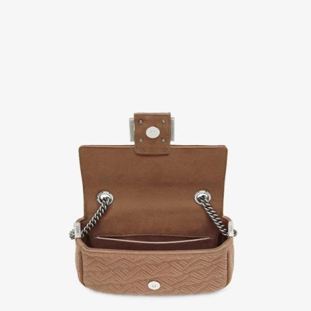 FENDI MIDI KNIT FF 1974 CHAIN BAGUETTE MEDIUM BAG