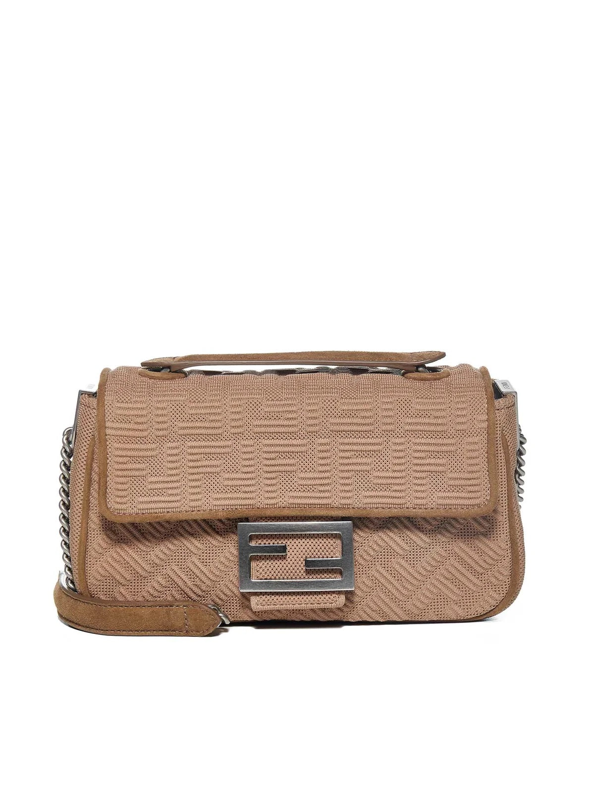 FENDI MIDI KNIT FF 1974 CHAIN BAGUETTE MEDIUM BAG