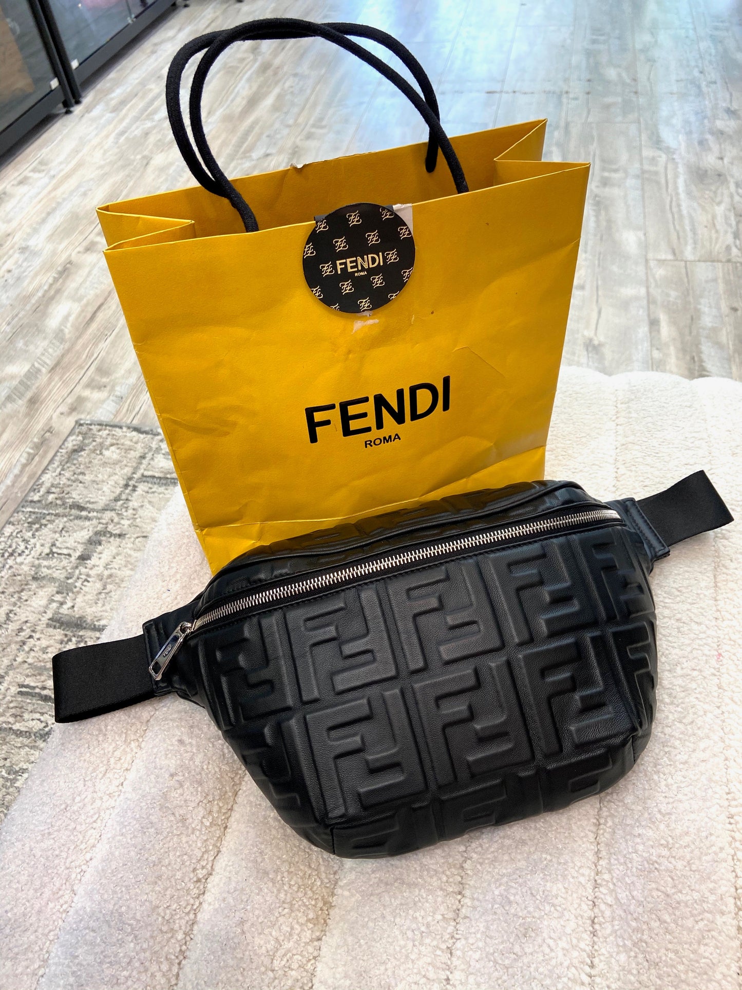 FENDI FF 1974 EMBOSSED NAPPA LEATHER BELT BAG