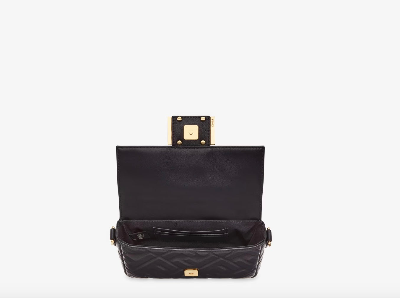 FENDI FF 1974 EMBOSSED NAPPA LEATHER MINI BAGUETTE BAG