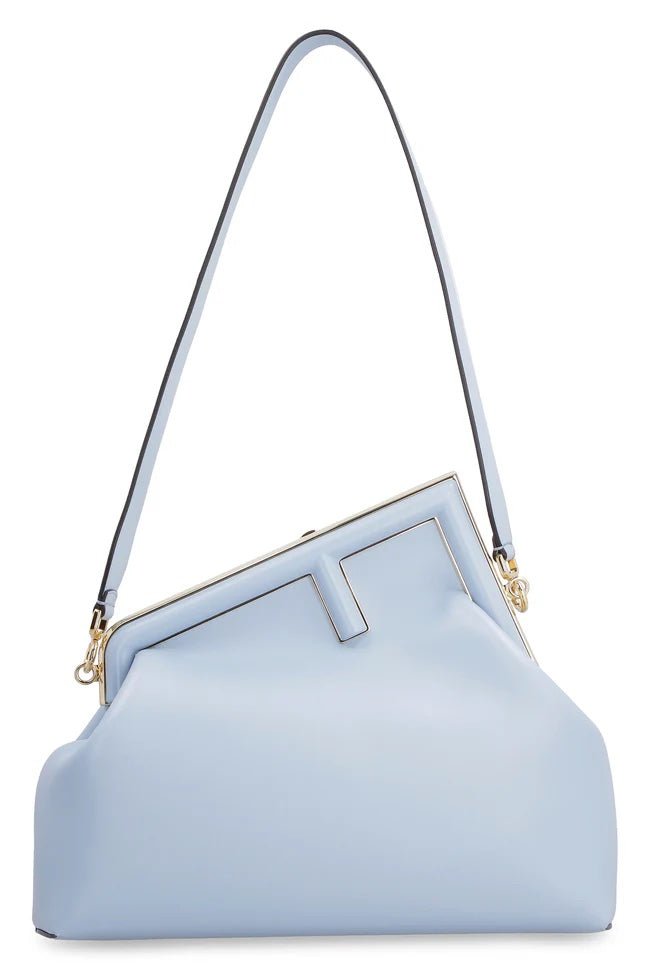 FENDI MEDIUM FENDI FIRST NAPPA LEATHER BAG AZZURO BABY BLUE