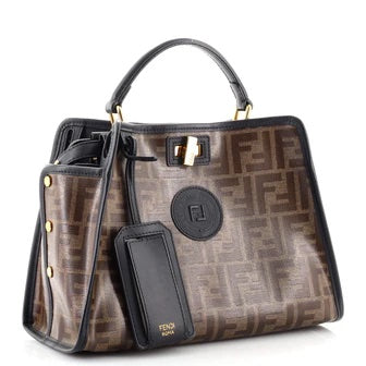 FENDI FF 1974 PEEKABOO DEFENDER GLAZED CANVAS & LEATHER MINI SATCHEL