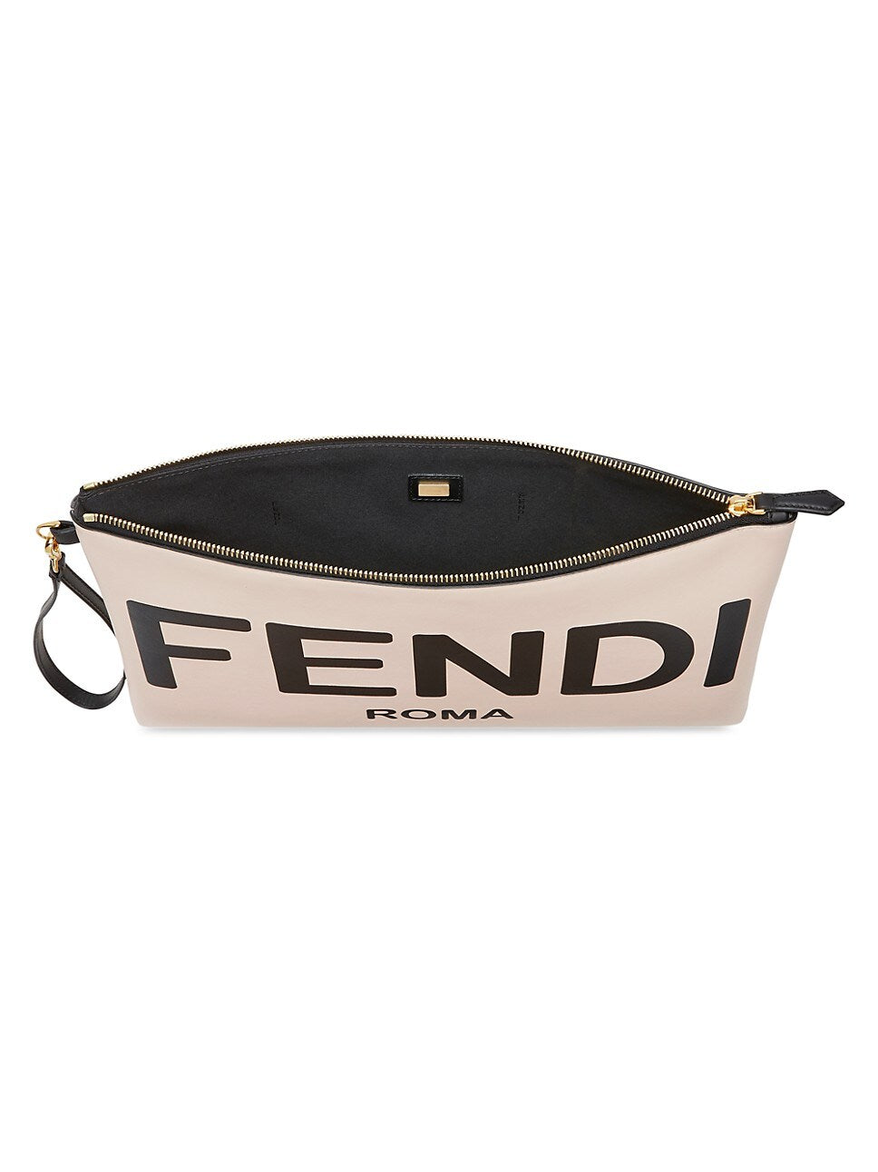 FENDI ROMA LOGO LEATHER POUCH CLUTCH BAG