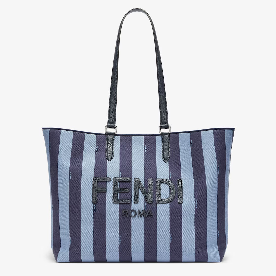 FENDI BLUE PEQUIN JACQUARD SIGNATURE SHOPPER TOTE BAG
