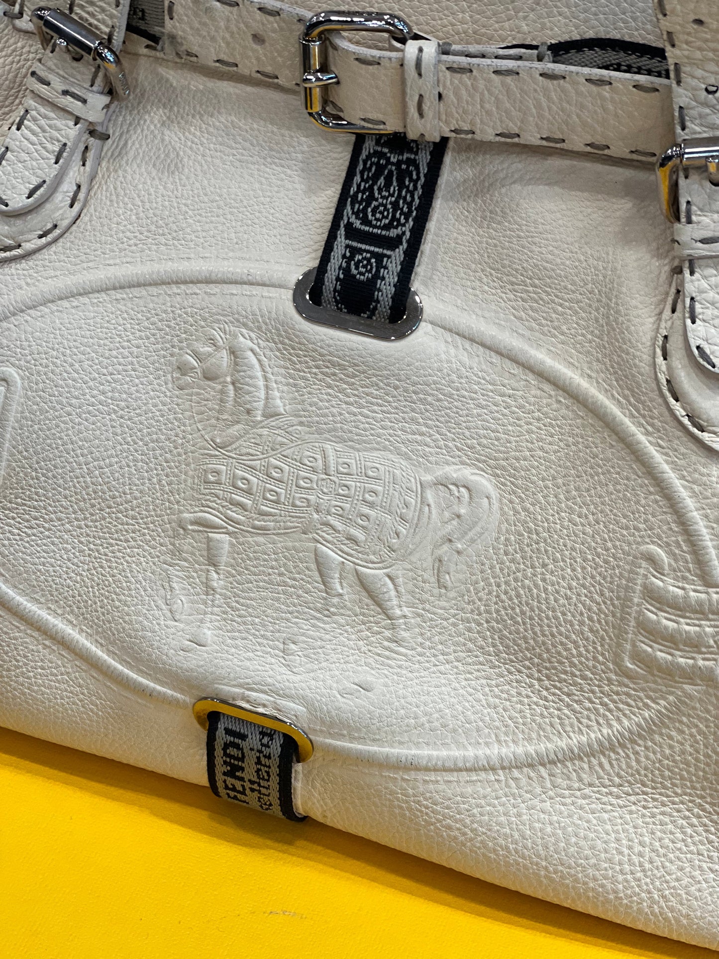 FENDI BORGHESE VILLA SELLERIA LEATHER TOTE BAG