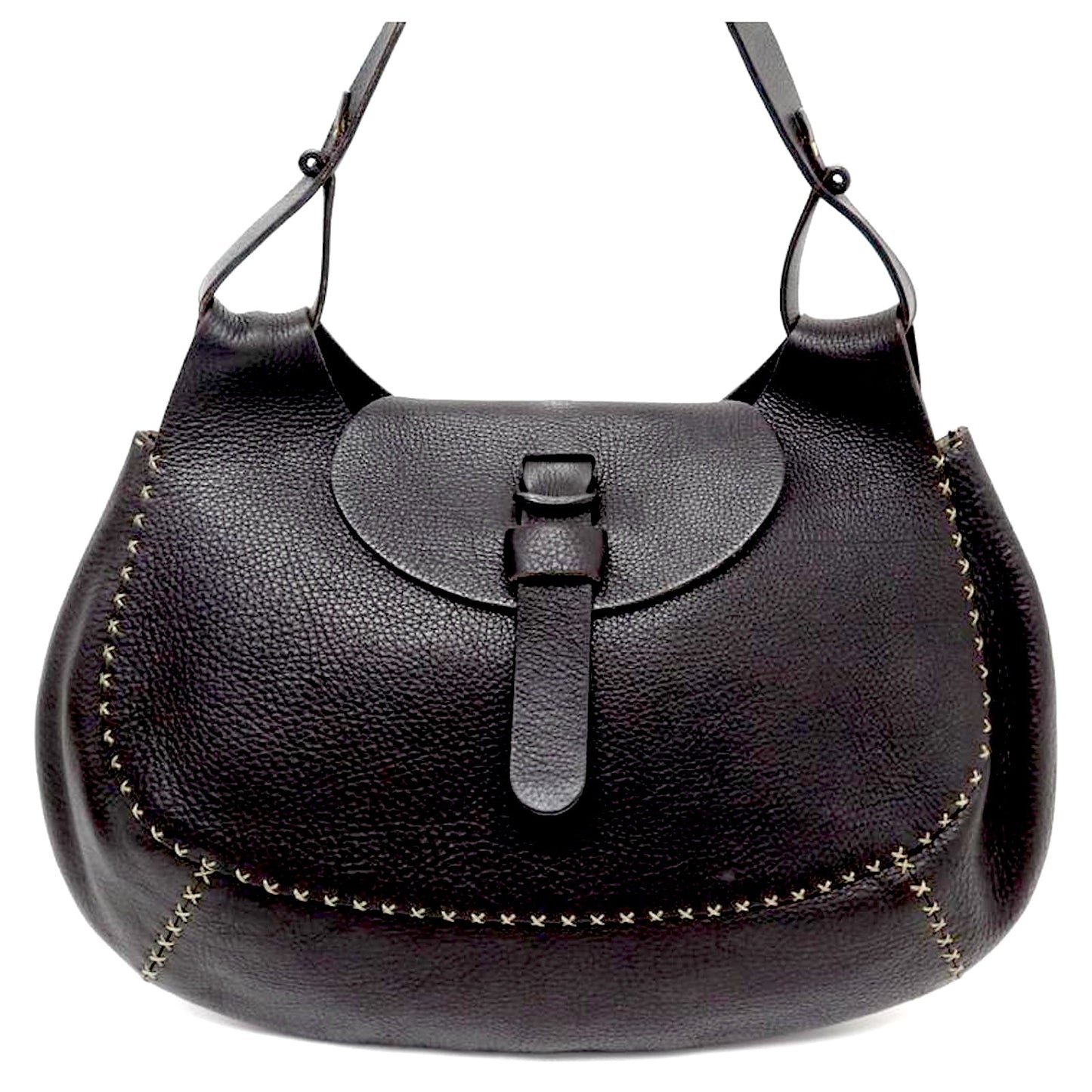 FENDI VINTAGE SELLERIA CALFSKIN LEATHER SHOULDER BAG
