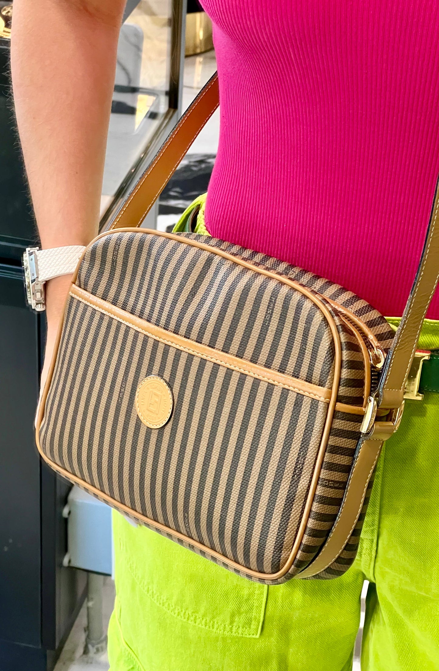 FENDI VINTAGE PEQUIN STRIPE CROSSBODY BAG
