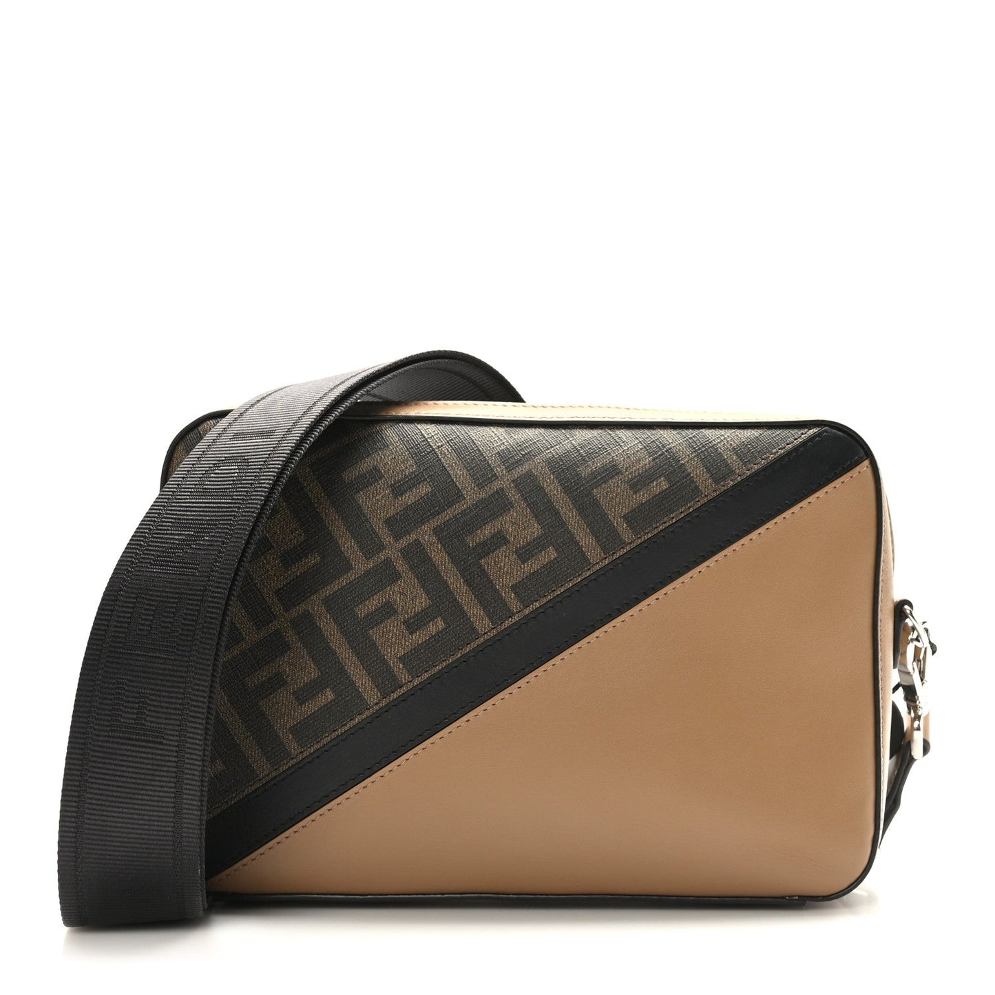 FENDI VITELLO FF 1974 DIAGONAL BI-COLOR CAMERA BAG