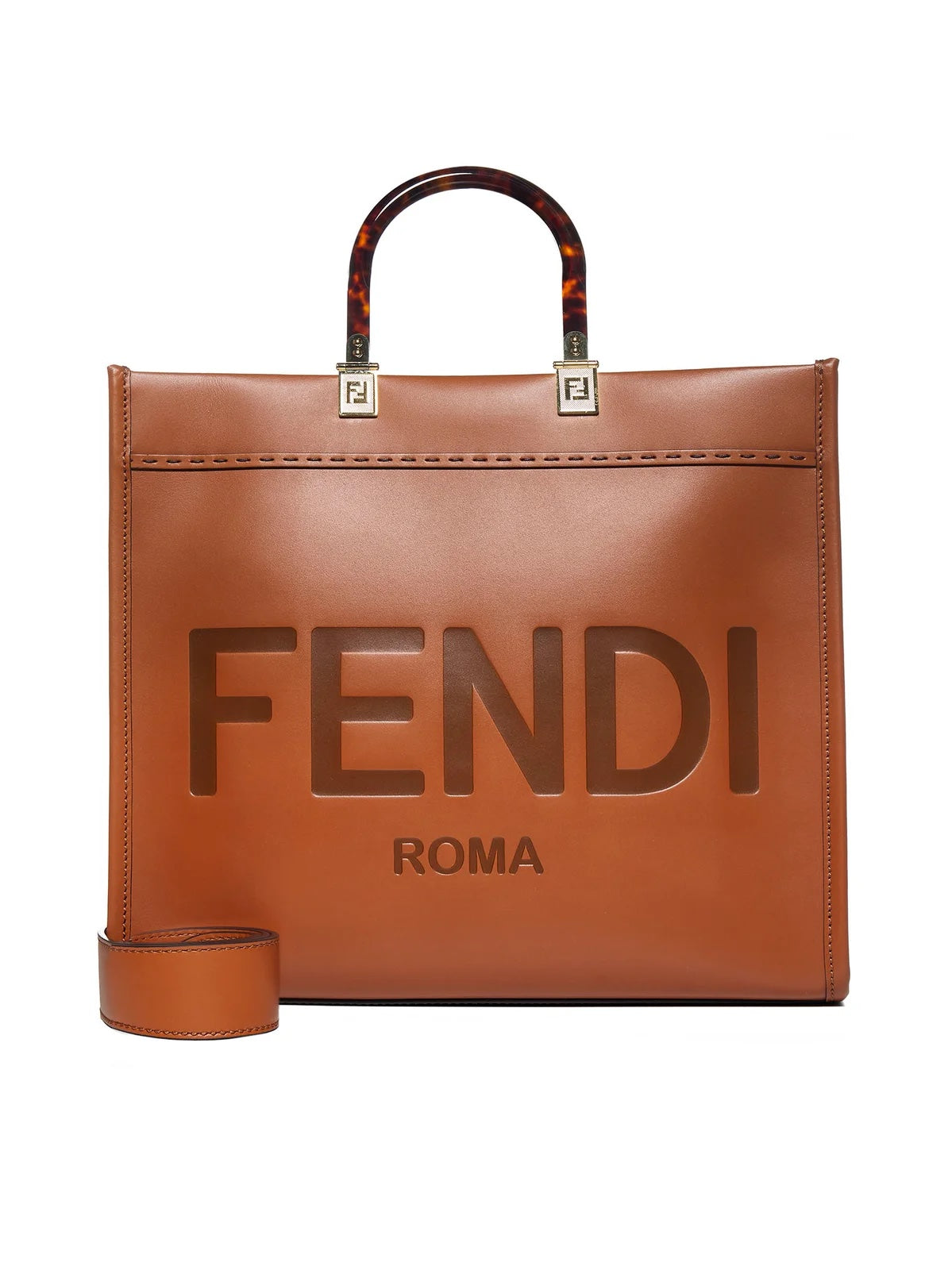 FENDI CALFSKIN LEATHER MEDIUM FENDI SUNSHINE TOTE BAG