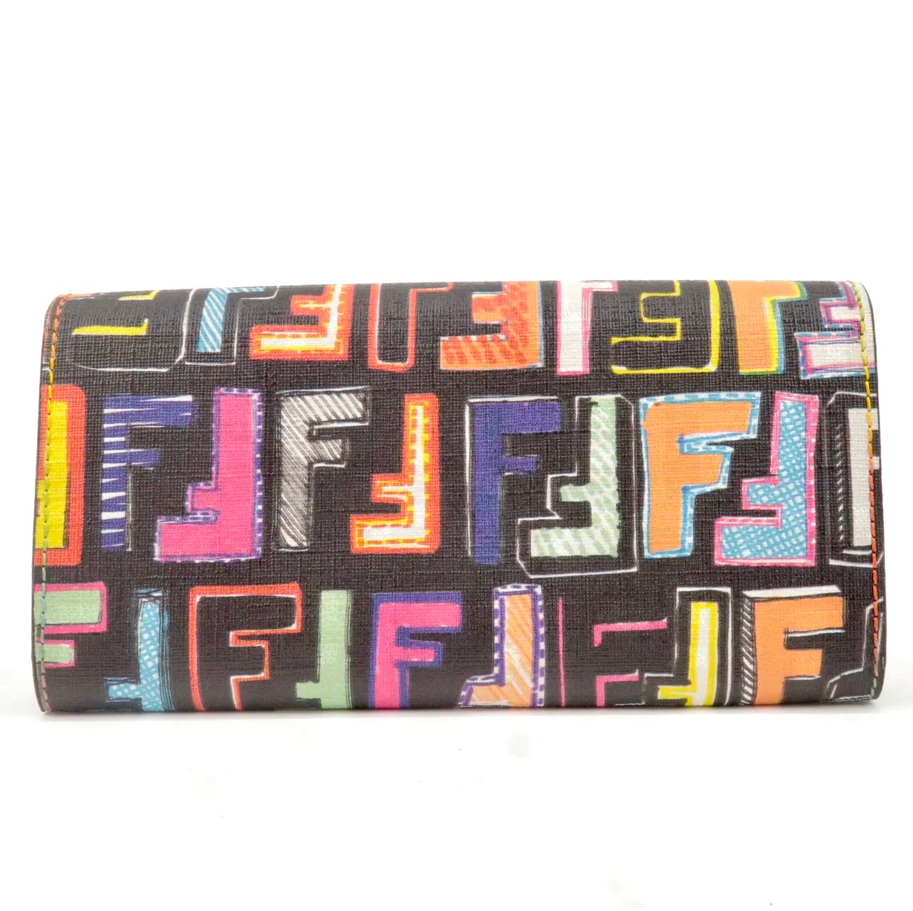 FENDI ZUCCA FF SPALMATI MULTICOLOR CONTINENTAL WALLET