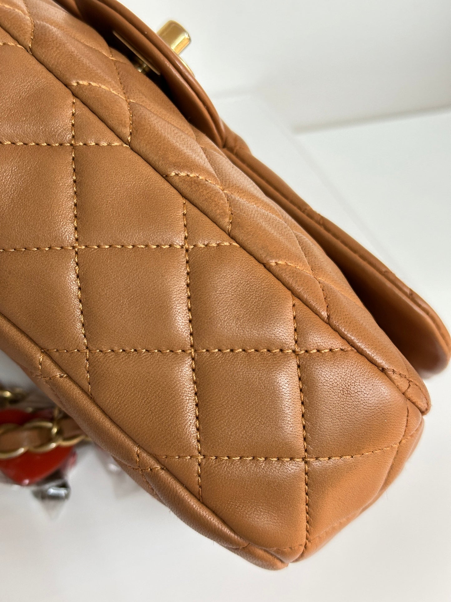Chanel Lambskin Valentine Charms Small Flap Beige 1427 holo card