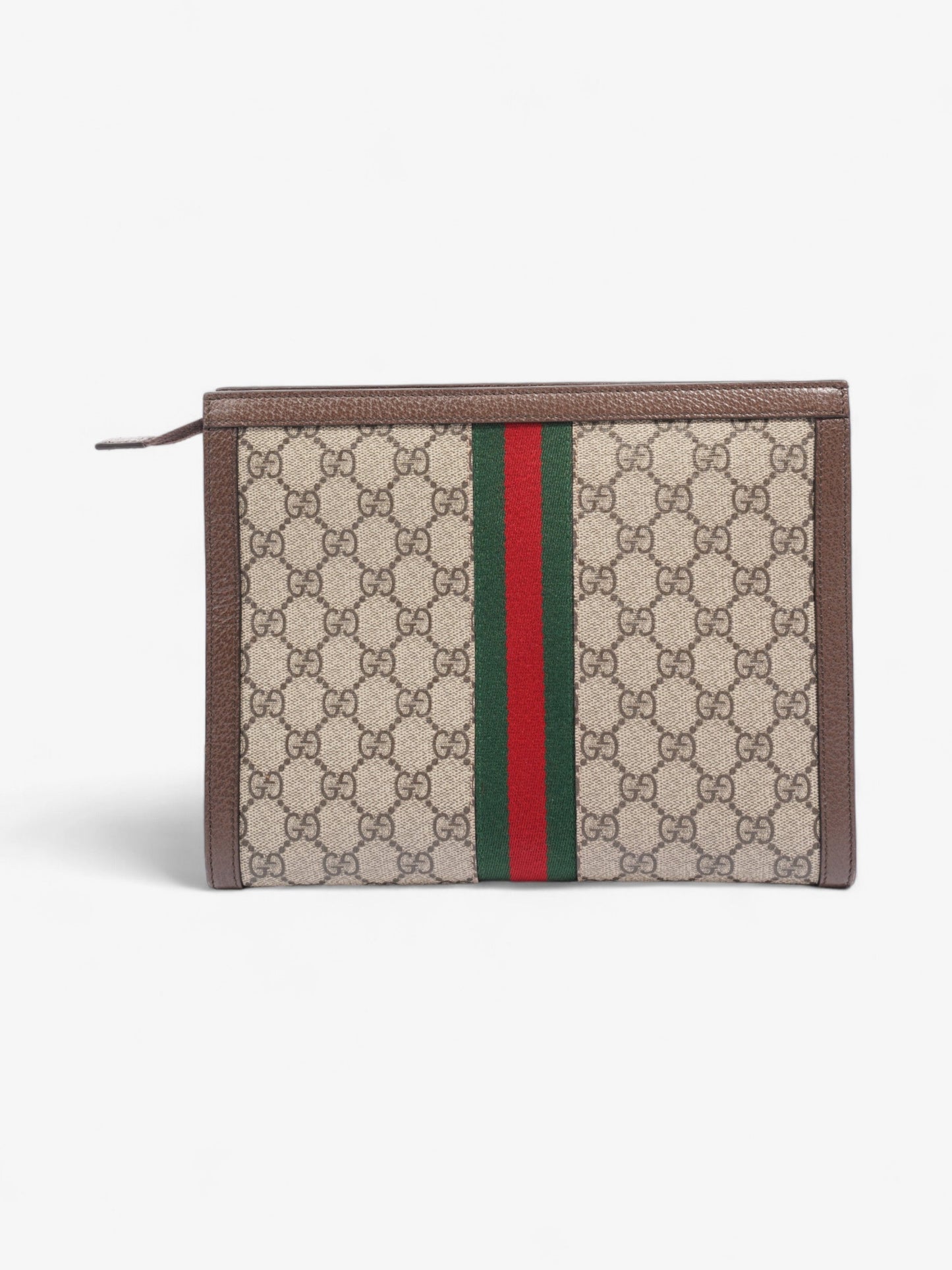 Gucci Ophidia GG Pouch Beige And Ebony GG Supreme / Green And Red Web Coated Canvas