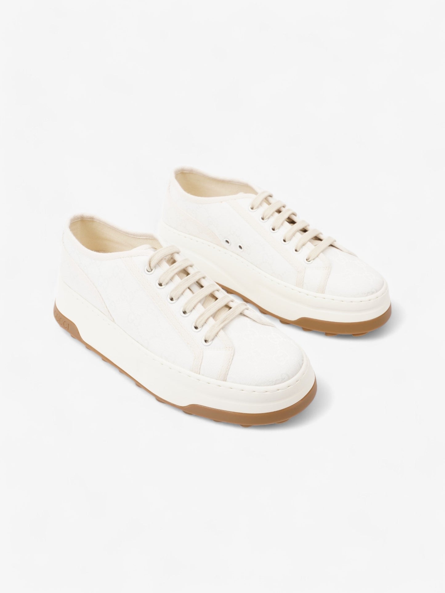 Gucci GG Tennis 1977 Platform Sneakers White / Cream Canvas EU 41 UK 7