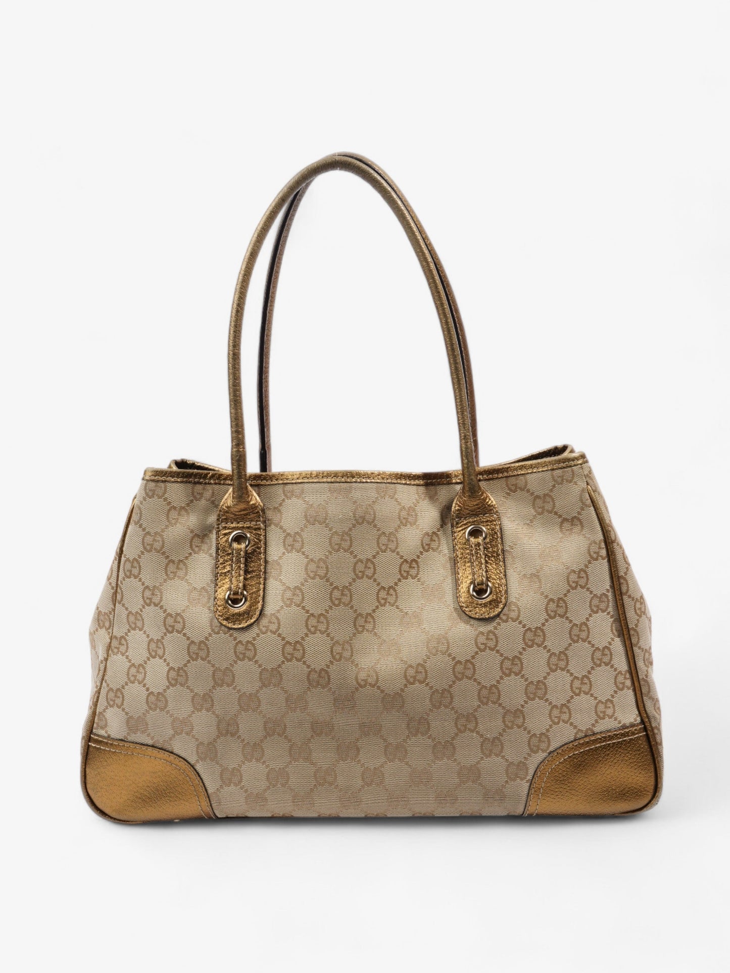 Gucci Princy Tote Beige And Ebony GG Supreme / Gold Canvas Medium