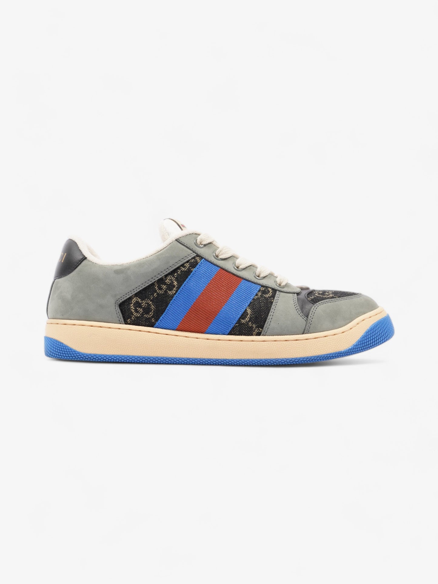 Gucci Screener Sneakers Black Monogram / Grey / Blue Canvas EU 41 UK 7