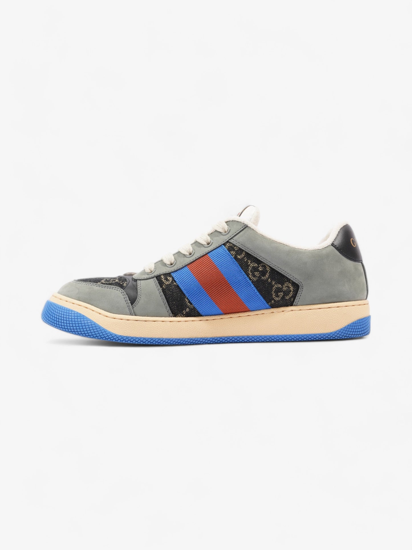 Gucci Screener Sneakers Black Monogram / Grey / Blue Canvas EU 41 UK 7