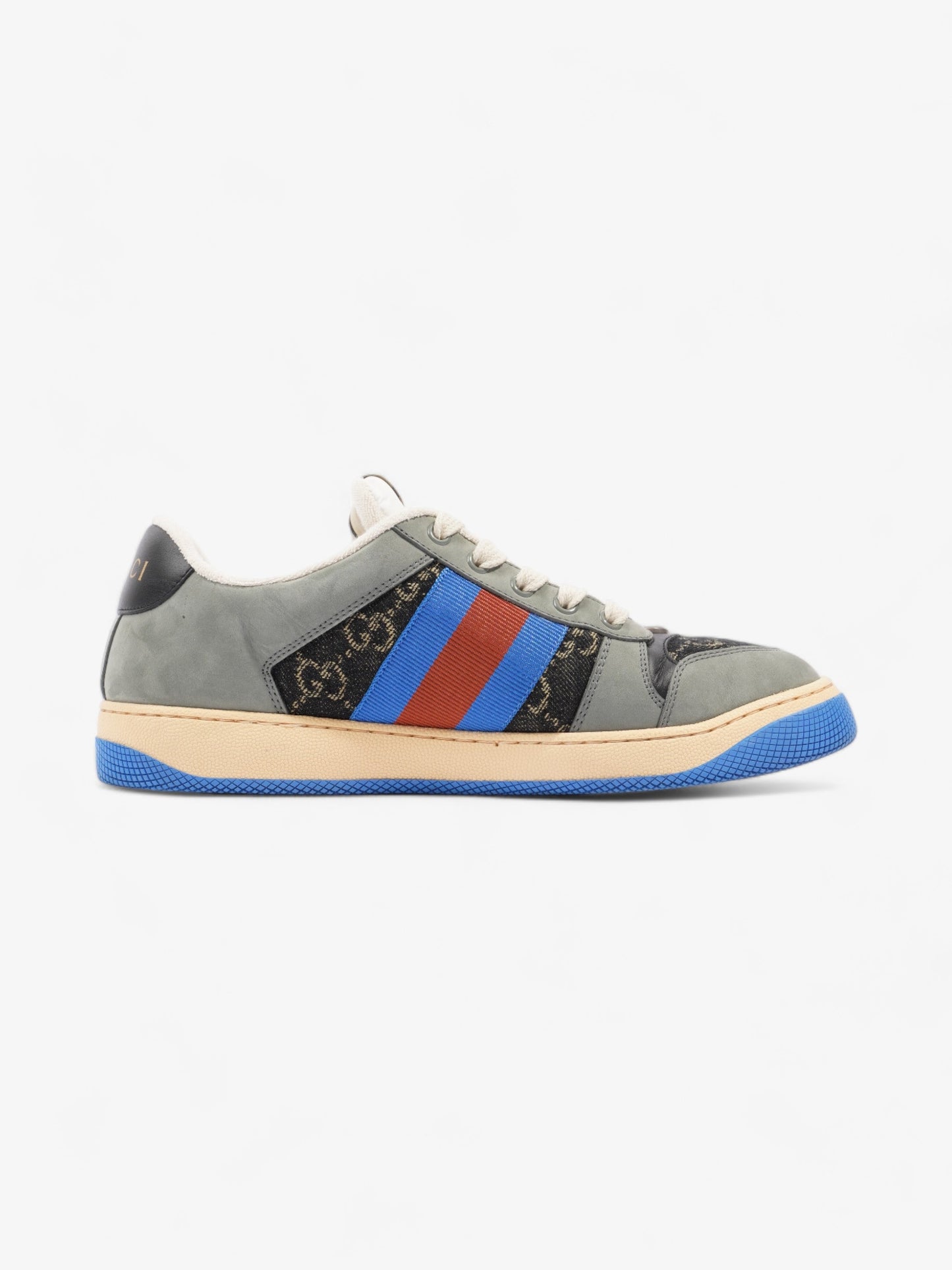 Gucci Screener Sneakers Black Monogram / Grey / Blue Canvas EU 41 UK 7
