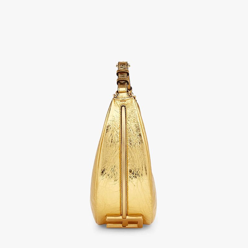 FENDI SMALL FENDIGRAPHY CALF GOLD HOBO BAG