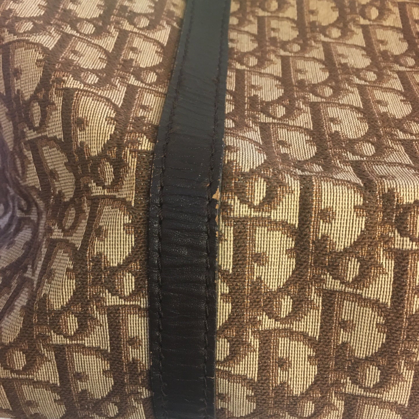CHRISTIAN DIOR Bowling Handbag in Beige Fabric