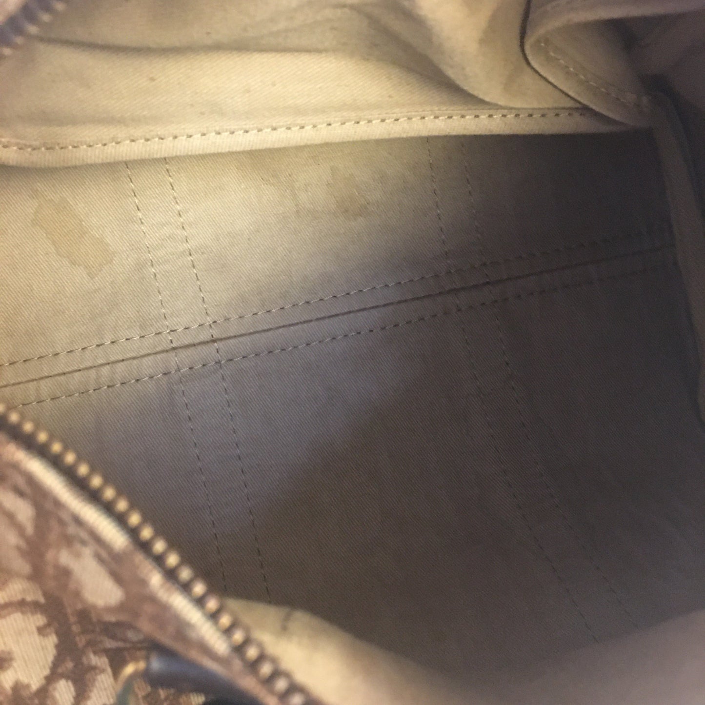 CHRISTIAN DIOR Bowling Handbag in Beige Fabric