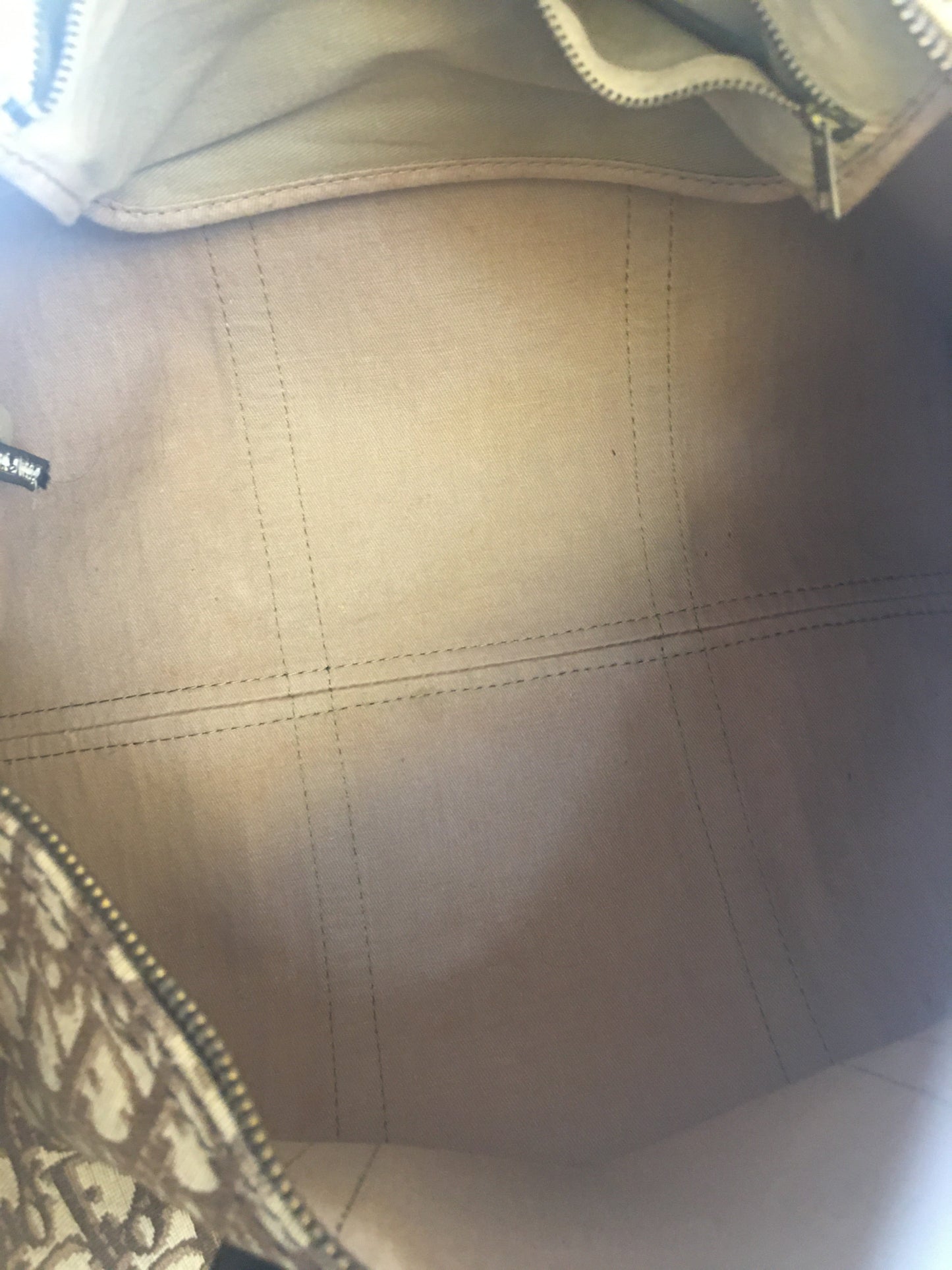 CHRISTIAN DIOR Bowling Handbag in Beige Fabric