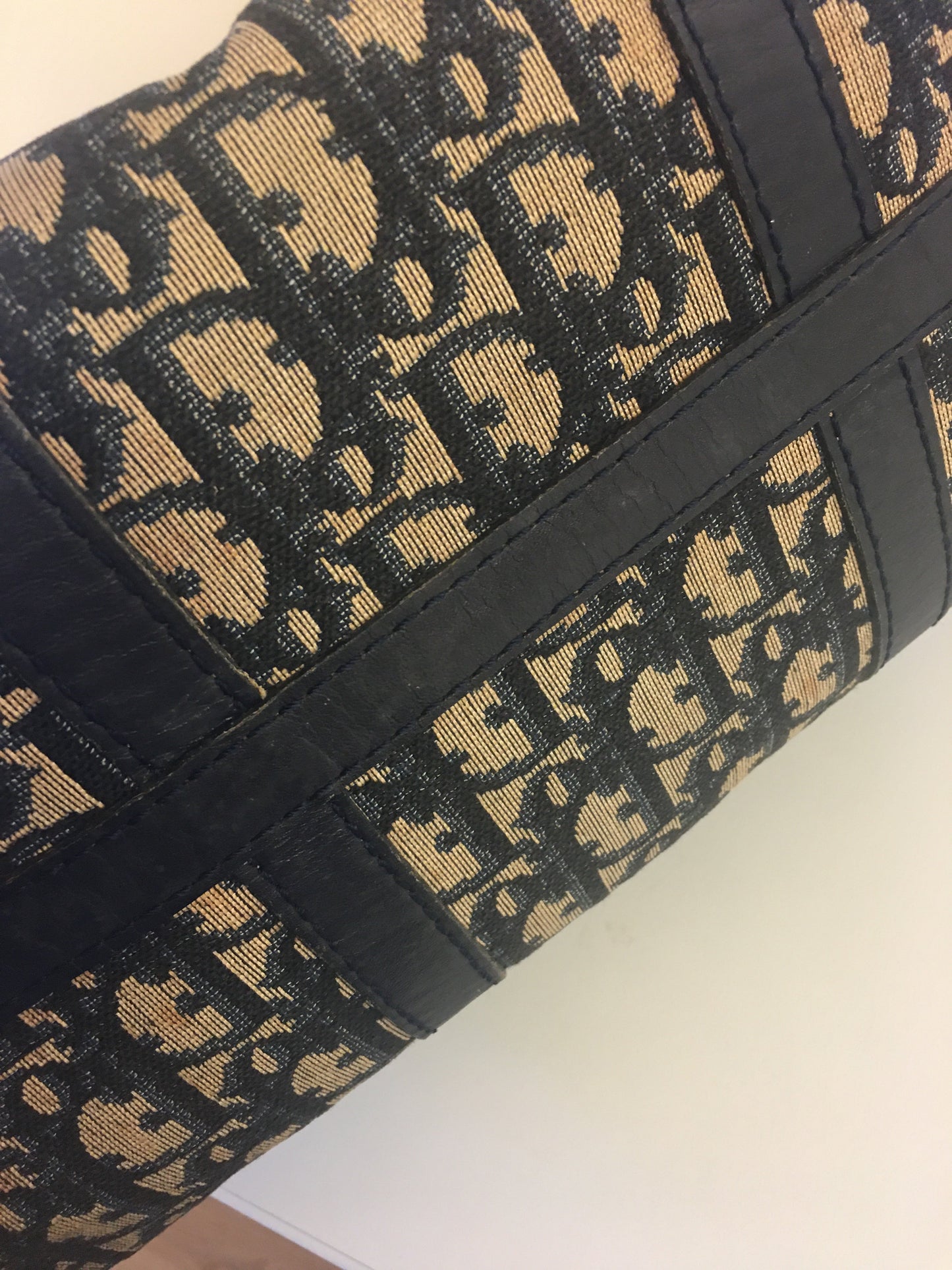 CHRISTIAN DIOR Bowling Handbag in Blue Fabric