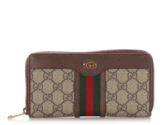 Gucci GG Supreme Web Ophidia Zip Around Wallet