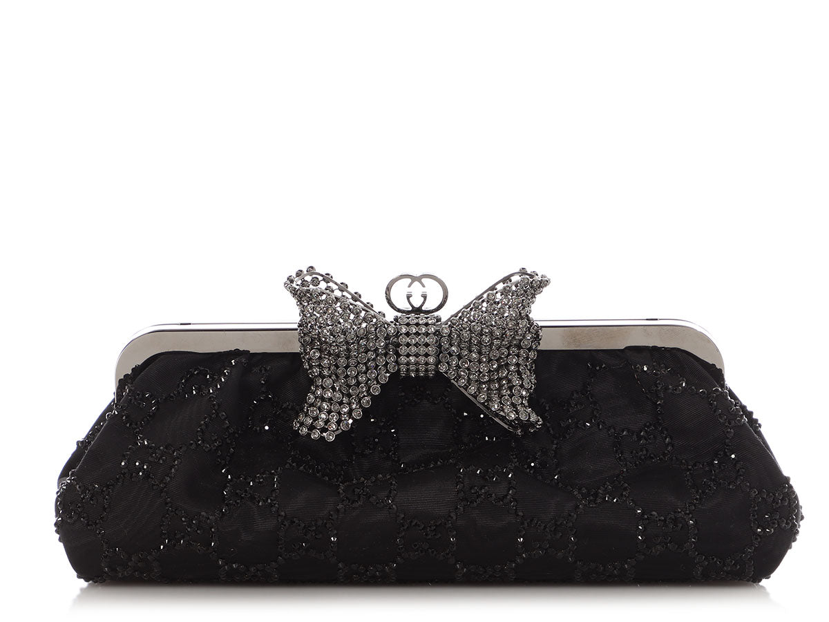 Gucci Black Crystal Broad Clutch
