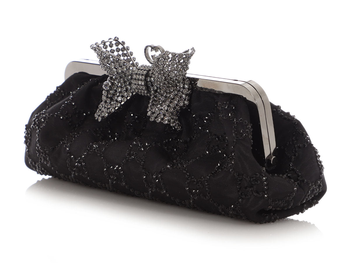 Gucci Black Crystal Broad Clutch