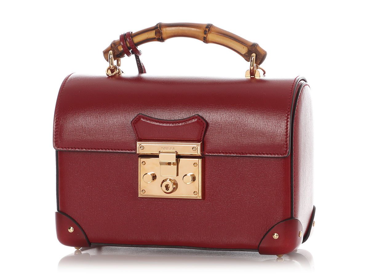 Gucci Small Red Bamboo Padlock Shoulder Bag