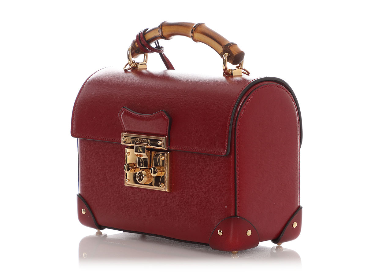 Gucci Small Red Bamboo Padlock Shoulder Bag