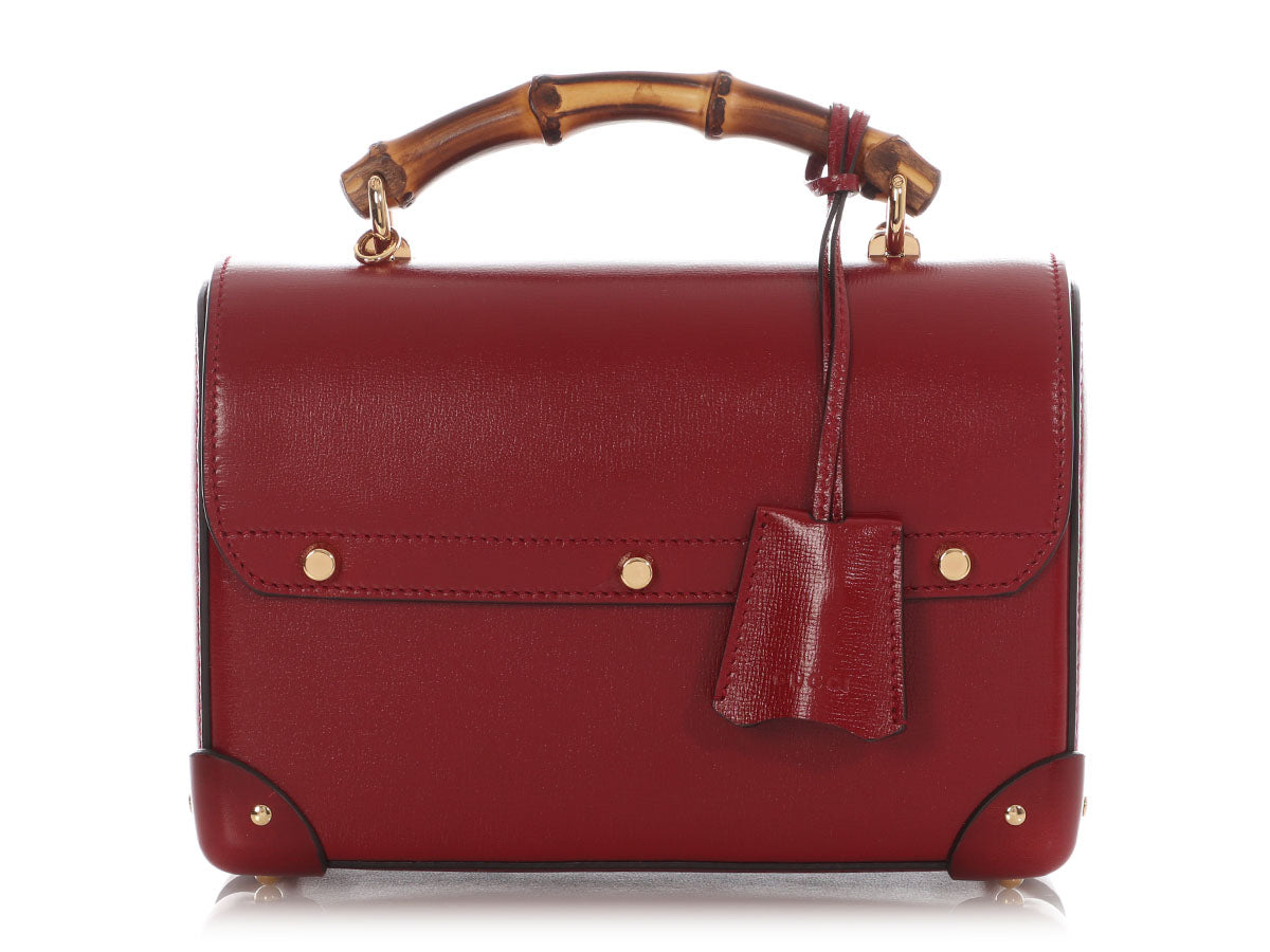 Gucci Small Red Bamboo Padlock Shoulder Bag
