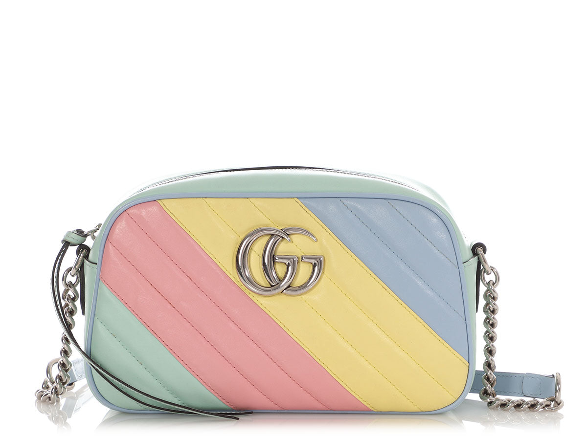 Gucci Small Pastel Diagonal Quilt GG Marmont Camera Bag