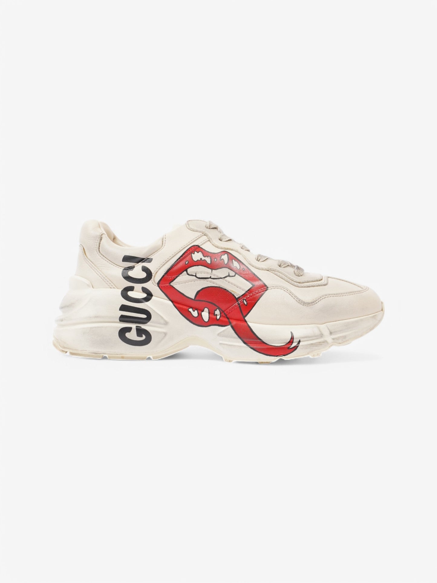 Gucci Rhyton 'Lips' Sneakers Beige / Red / Black Leather EU 41.5 UK 7.5
