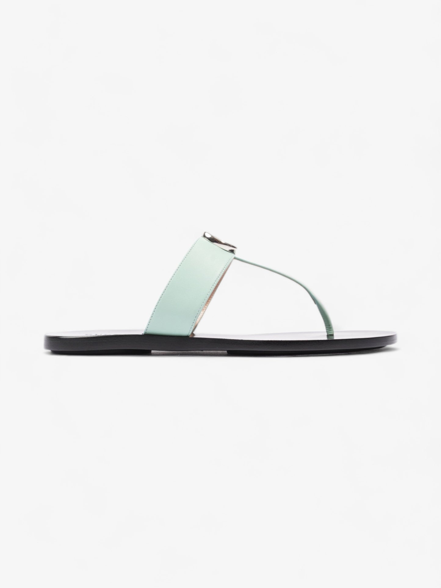 Gucci GG Marmont Thong Sandals Turquoise / Black Calfskin Leather EU 39.5 UK 6.5