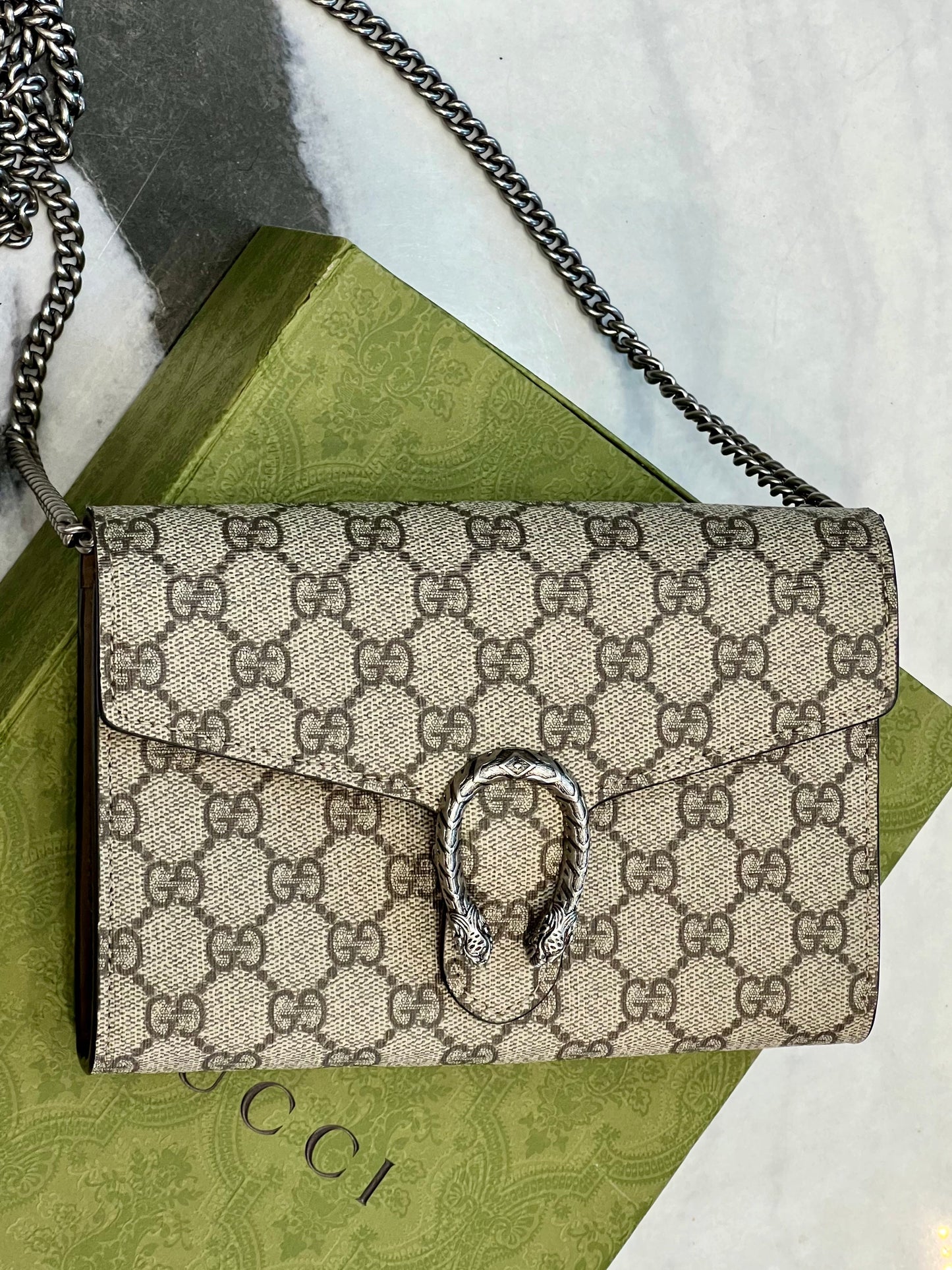 GUCCI GG SUPREME DIONYSUS WALLET ON A CHAIN
