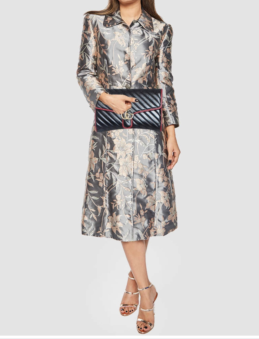 GUCCI MATELASSE LEATHER TORCHON GG MARMONT CLUTCH BAG