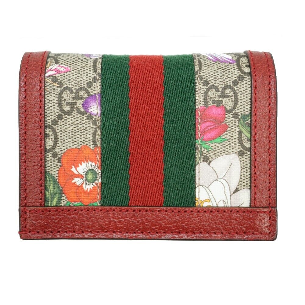 GUCCI GG SUPREME MONOGRAM FLORA WEB OPHIDIA CARD CASE