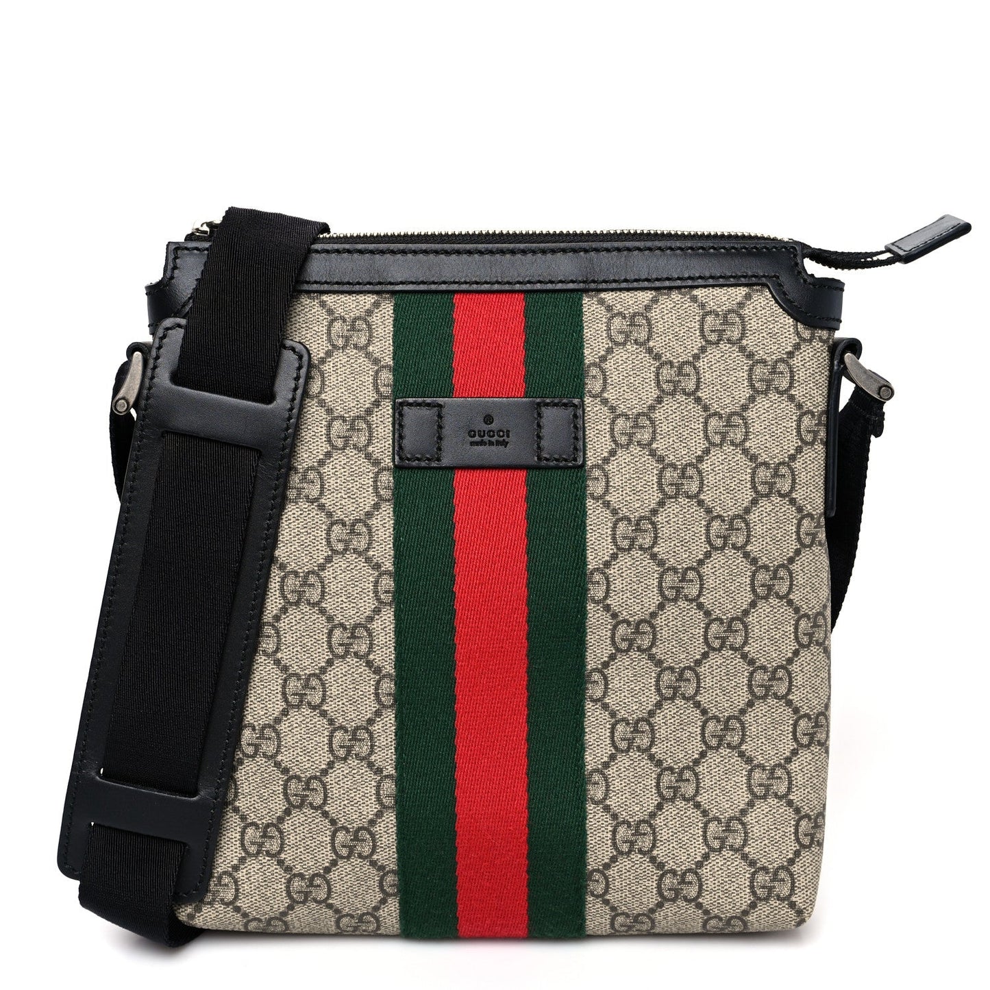 GUCCI GG SUPREME MONOGRAM WEB MESSENGER BAG