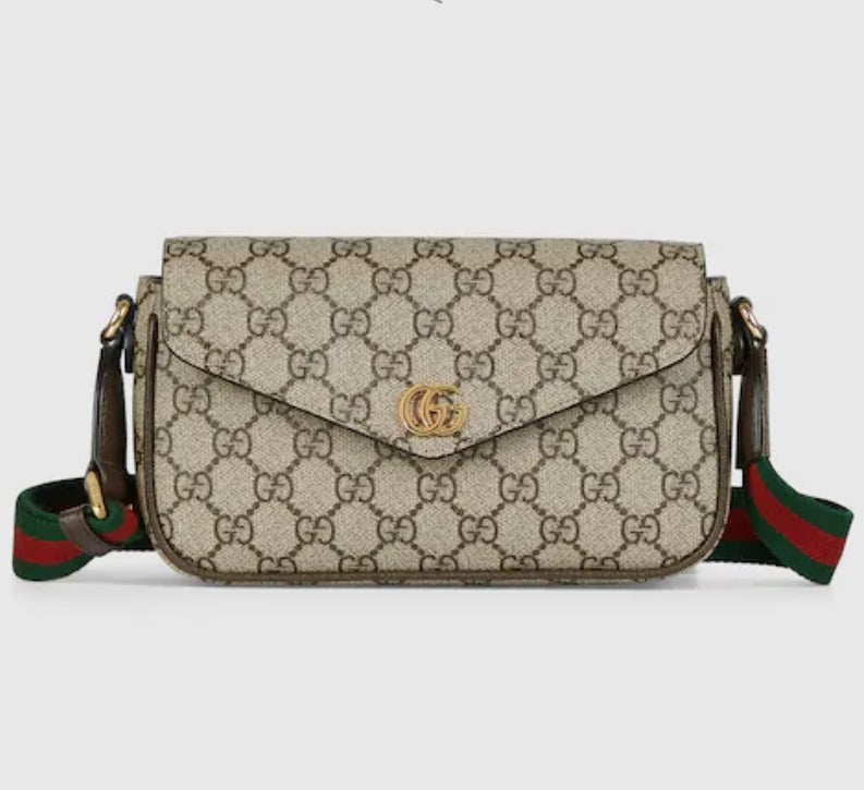 GUCCI GG SUPREME OPHIDIA MINI ENVELOPE SHOULDER BAG