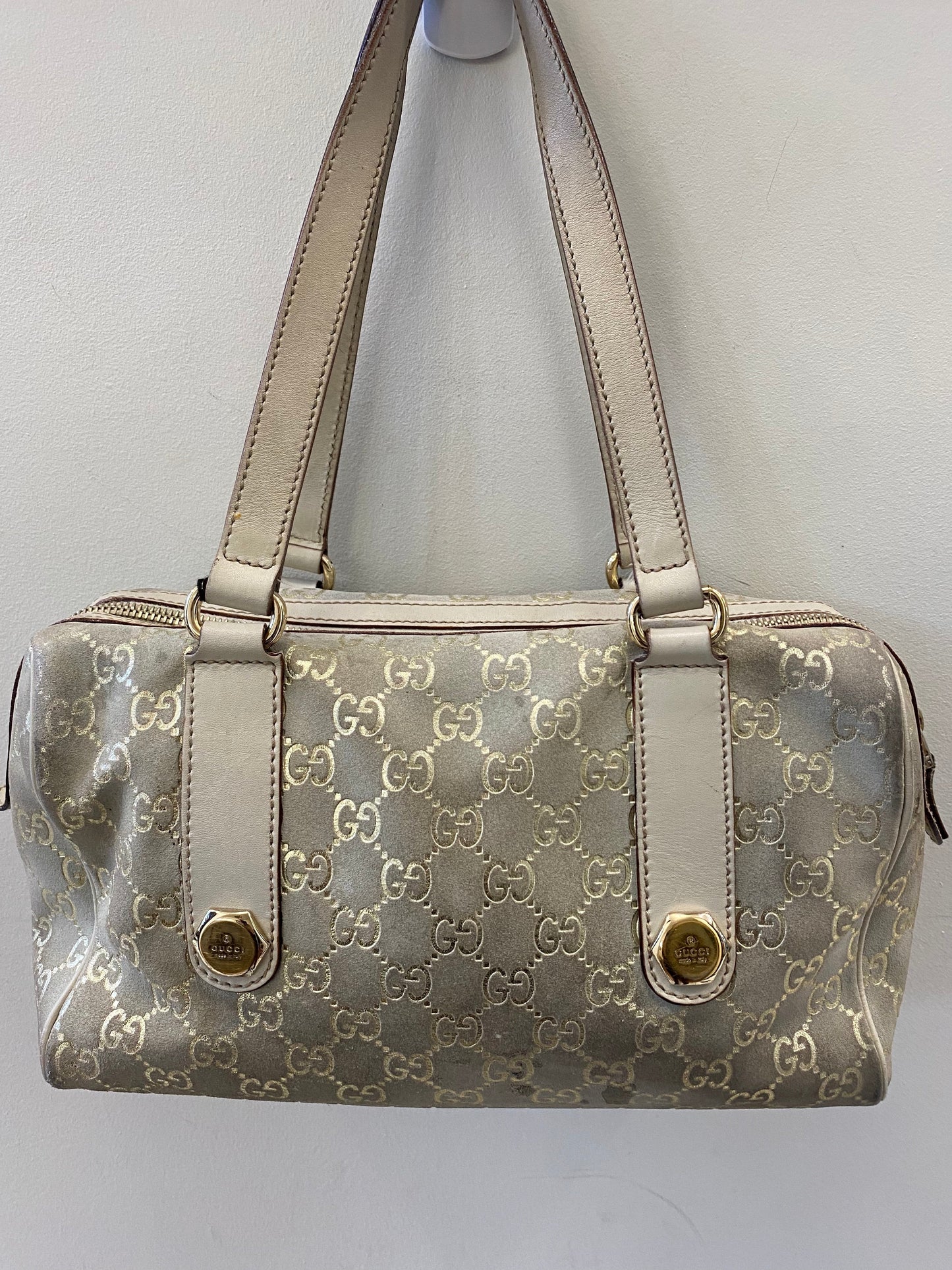 GUCCI GOLD MONOGRAM BOSTON SATCHEL
