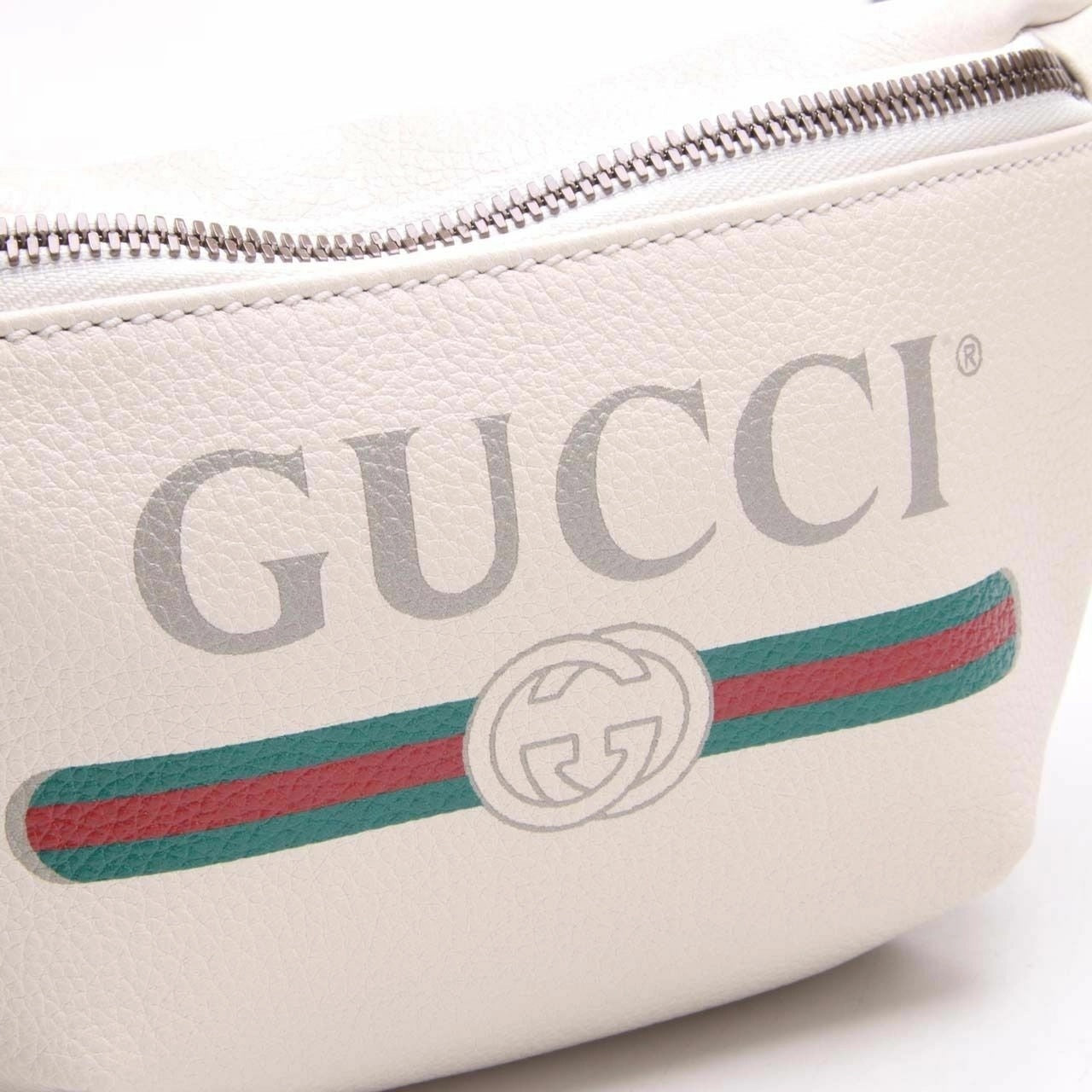GUCCI GRAINED CALFSKIN WEB LOGO LARGE BELT BAG