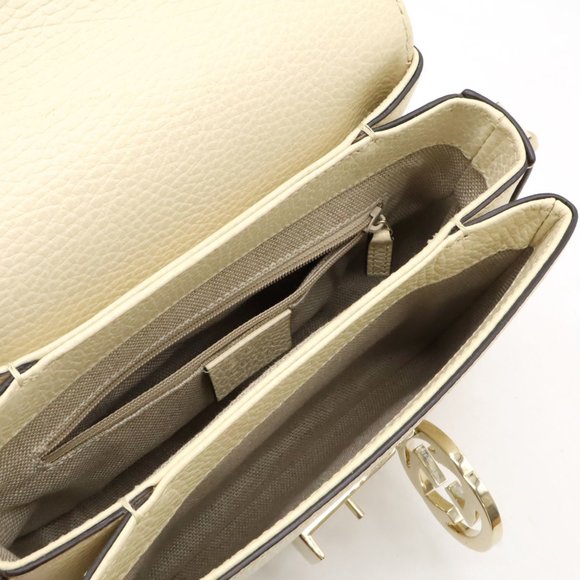 GUCCI INTERLOCKING G CALFSKIN LEATHER CHAIN BAG