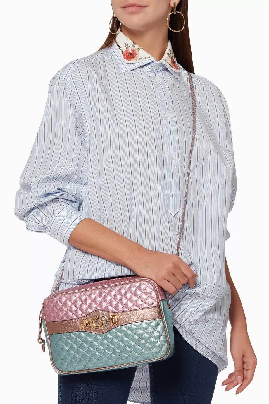 GUCCI LAMINATED NAPPA LEATHER TRAPUNTATA ZUMI SHOULDER BAG