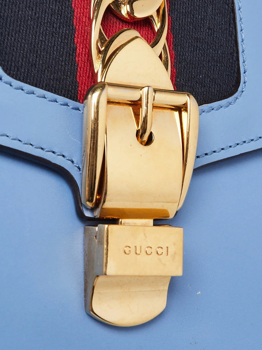 GUCCI LEATHER WEB MEDIUM SYLVIE SHOULDER BAG