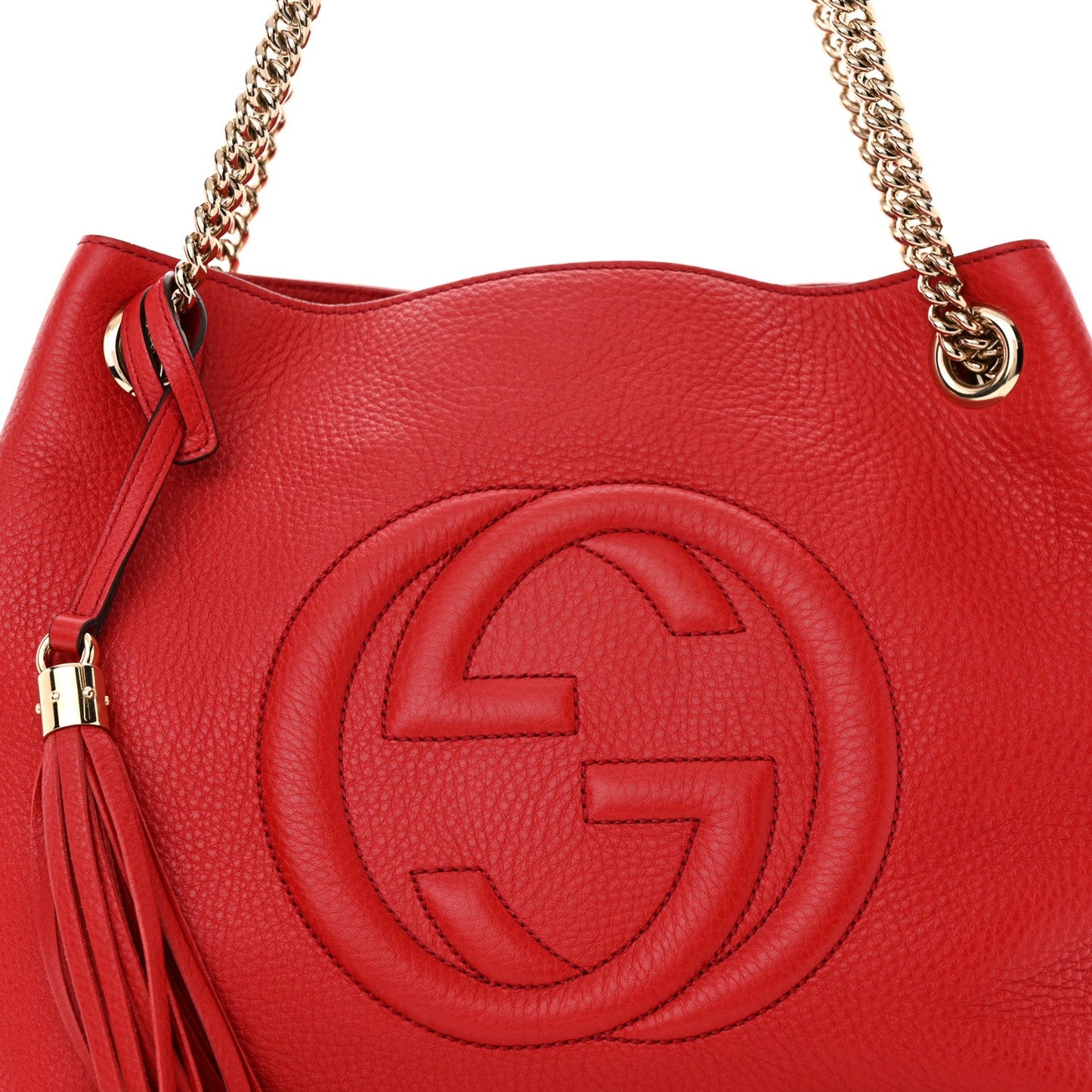 GUCCI PEBBLED CALFSKIN MEDIUM SOHO CHAIN SHOULDER BAG