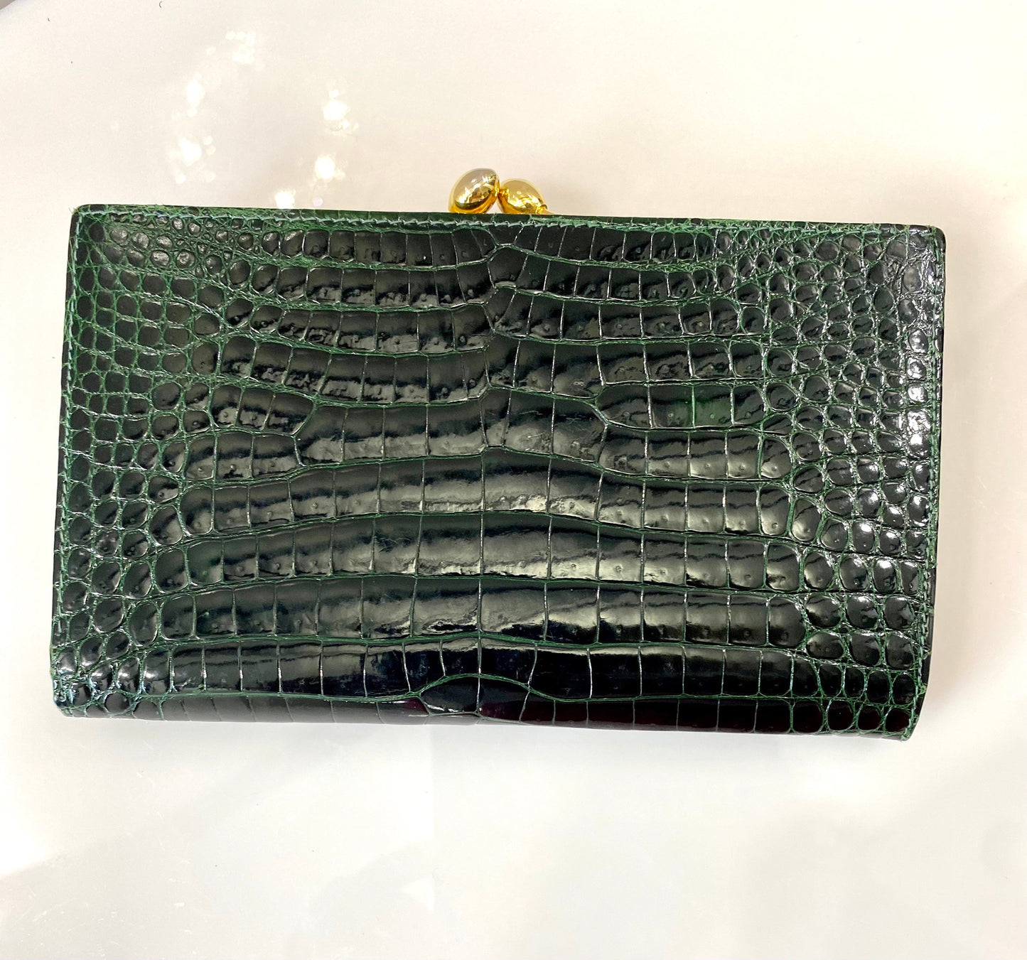 GUCCI VINTAGE CROC EMBOSSED LEATHER WALLET