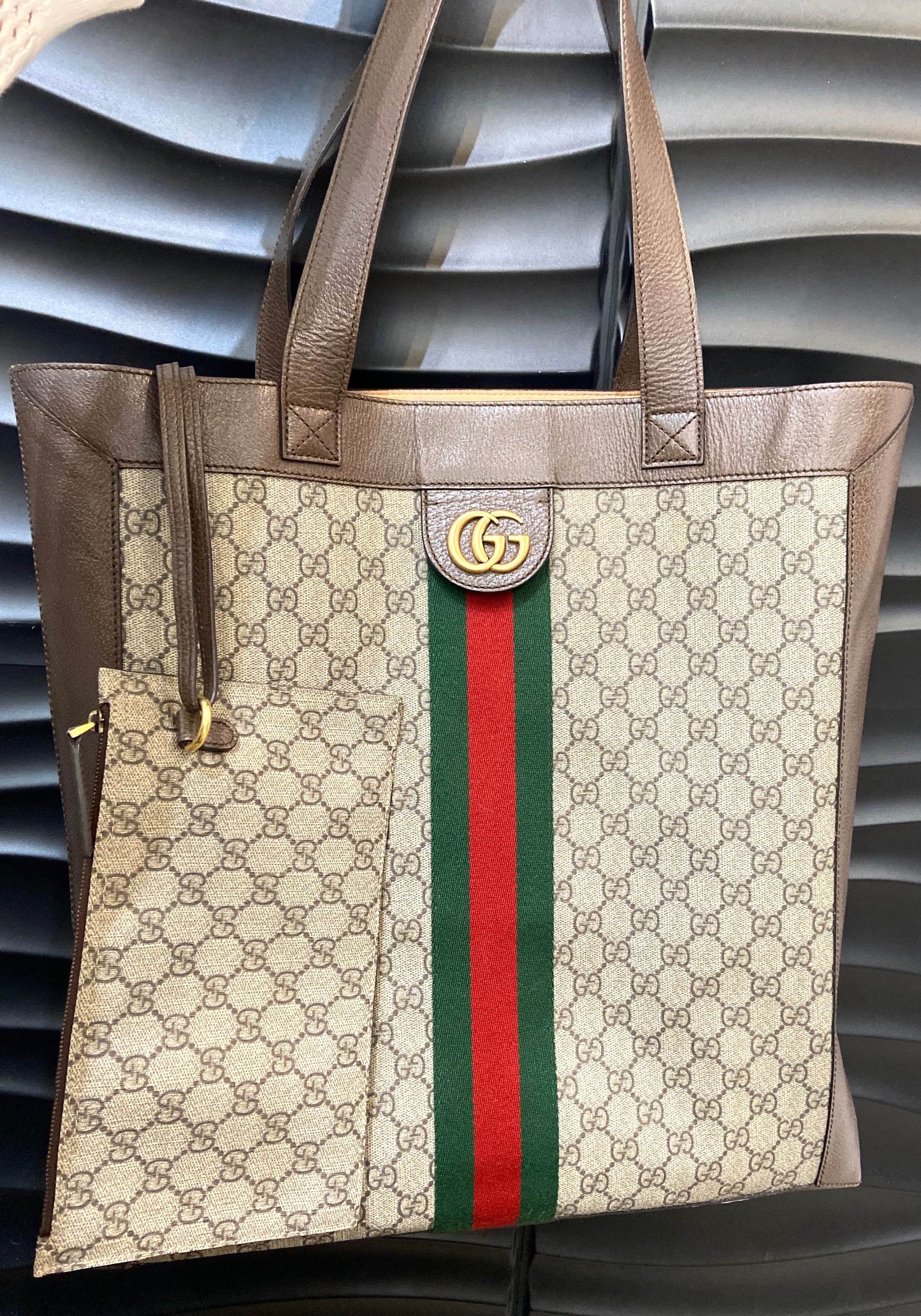 GUCCI GG SUPREME CANVAS OPHIDIA LARGE TOTE