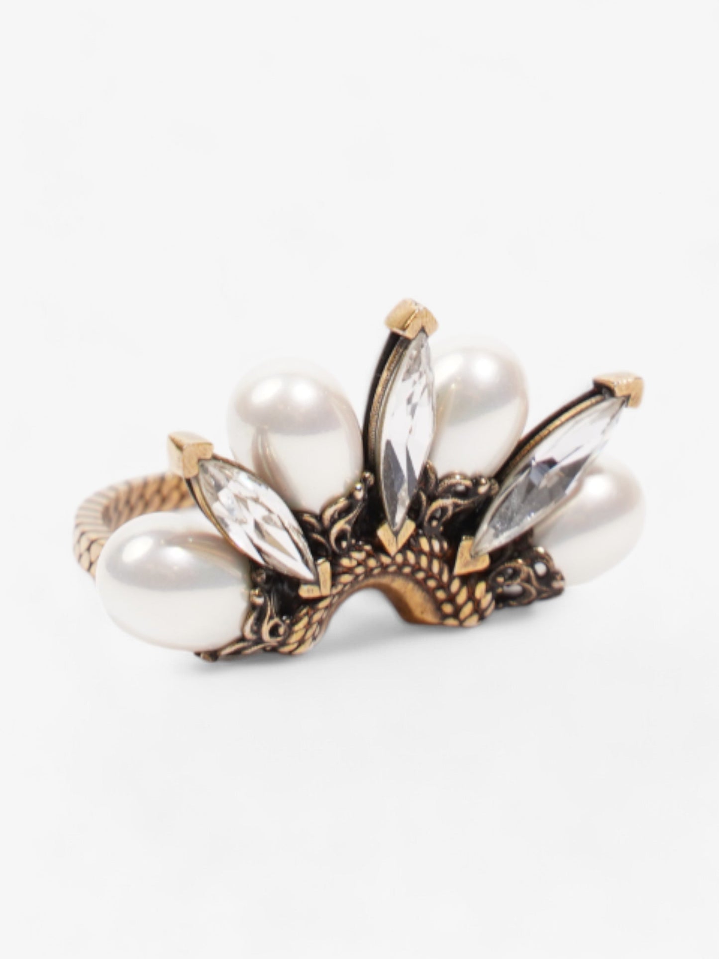 Gucci 3 In 1 Flower Ring Gold / Pearl Base Metal Small