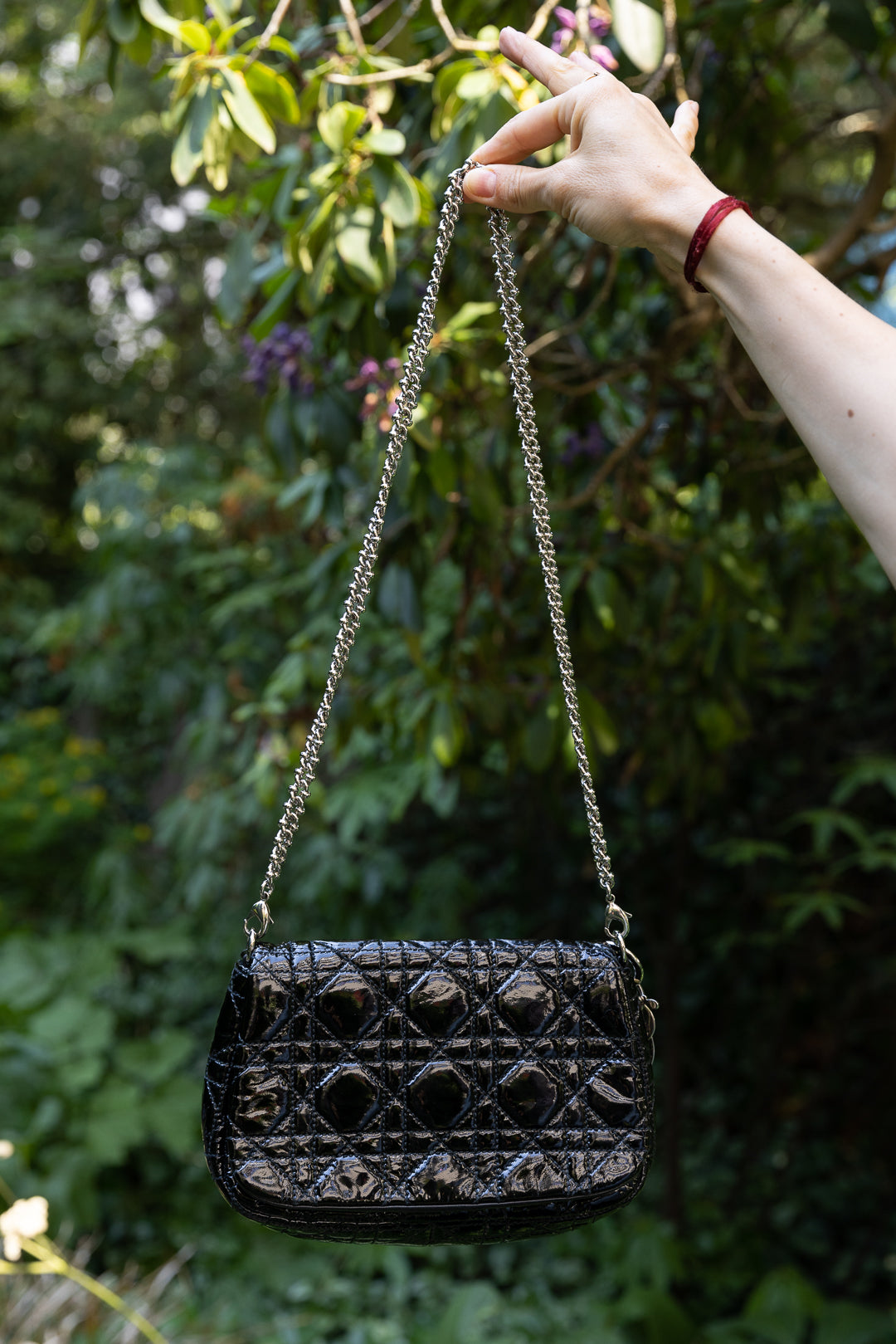 CHRISTIAN DIOR Cannage Clutch Patent Leather Black
